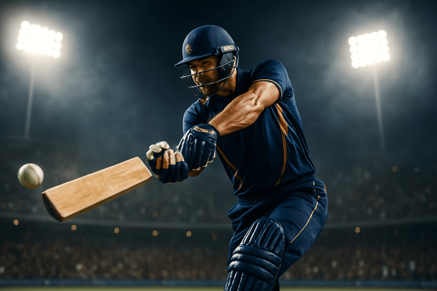 Lotus999 Free Instant Cricket Betting ID batsman playing shot in stadium